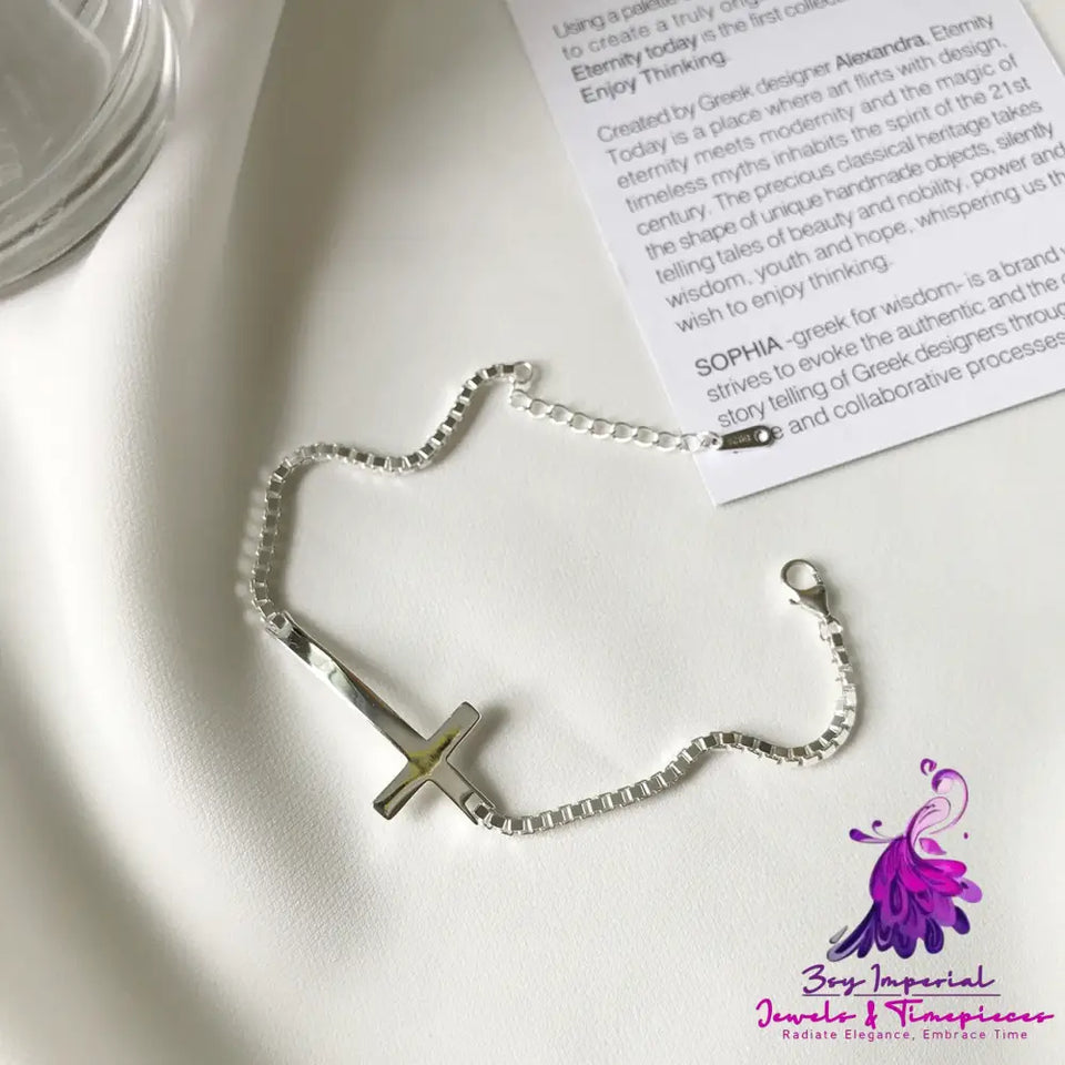 Sterling Silver Cross Bracelet