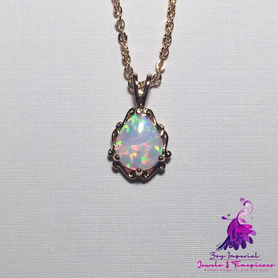 Sterling Silver Fancy White Opal Necklace