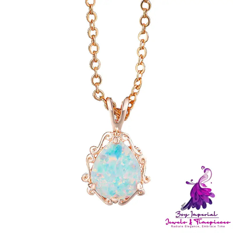 Sterling Silver Fancy White Opal Necklace