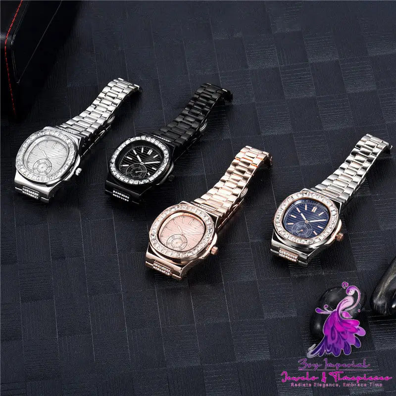 Men’s Fashion Alloy Diamond Watch