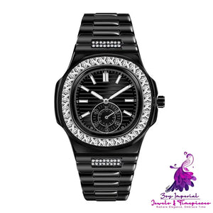 Men’s Fashion Alloy Diamond Watch