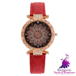 Female Skin Belt Fashion Women’s Watch with Stars