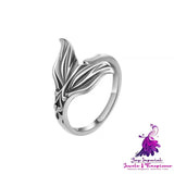 Retro Thai Silver Fishtail Ring For Female Niche Design