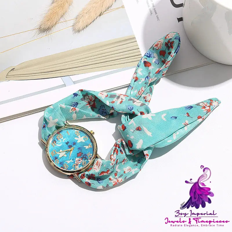 Floral Wrap Ribbon Women’s Fashion Watch