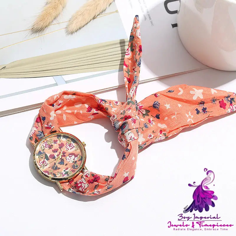 Floral Wrap Ribbon Women’s Fashion Watch