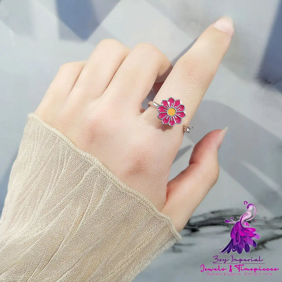 Personality Rotatable Flower Ring for Women