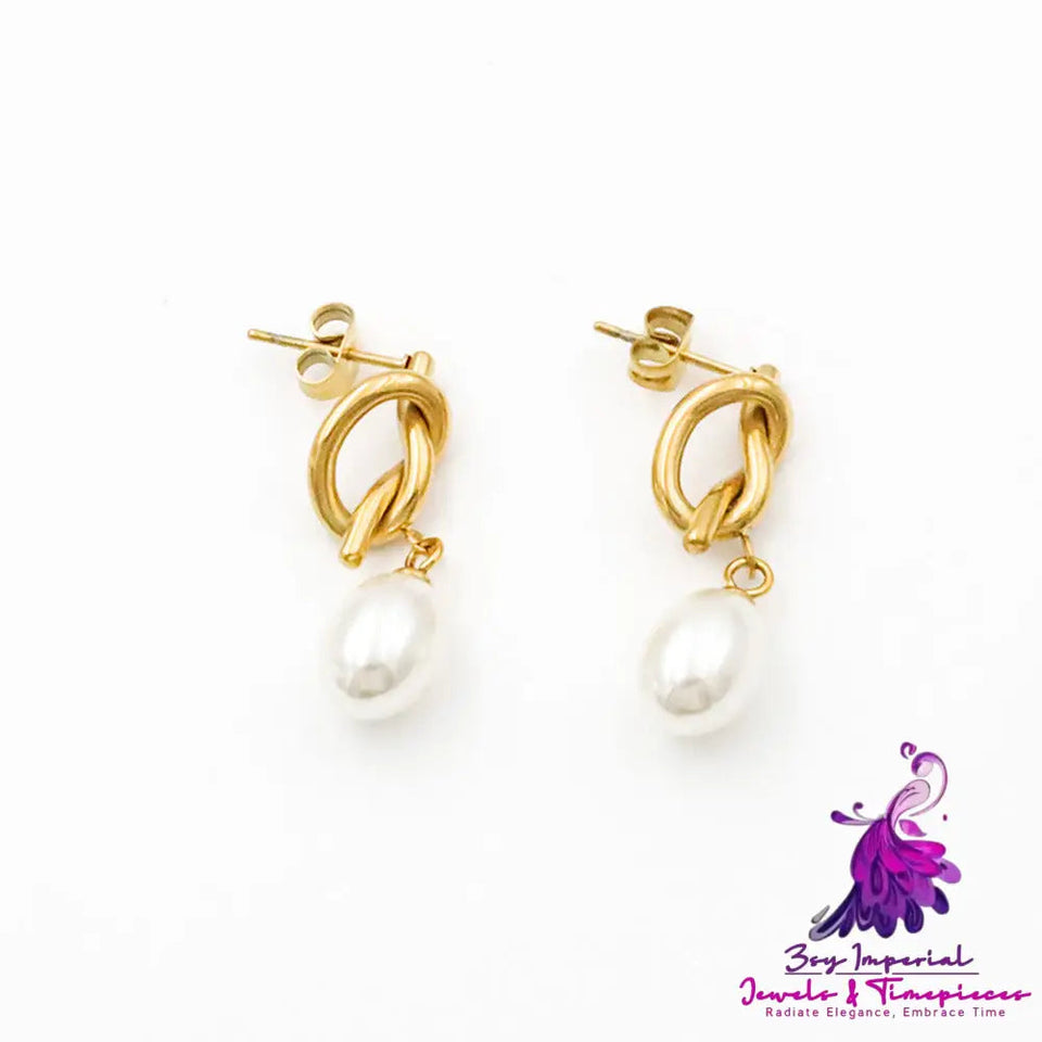 Women’s Fashion French Vintage Knotted Pearl Earrings