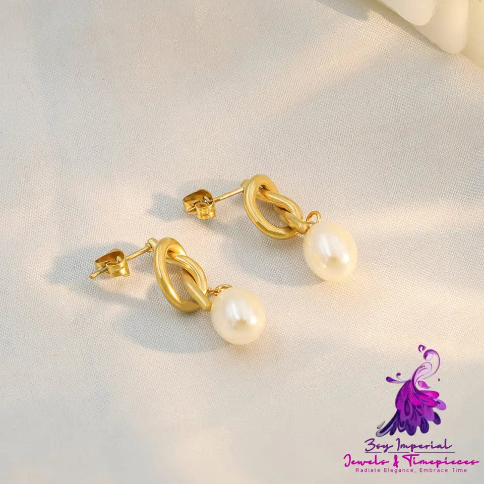 Women’s Fashion French Vintage Knotted Pearl Earrings