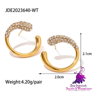 Women’s Fashion Simple Gold-plated White Diamond Pearl Stud