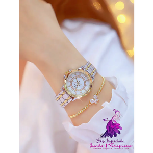 Linked Full Diamond Female Watch