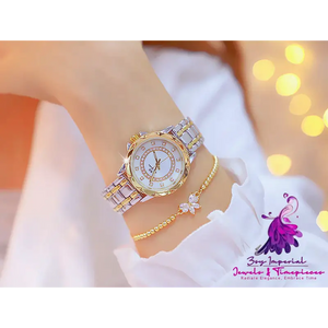 Linked Full Diamond Female Watch