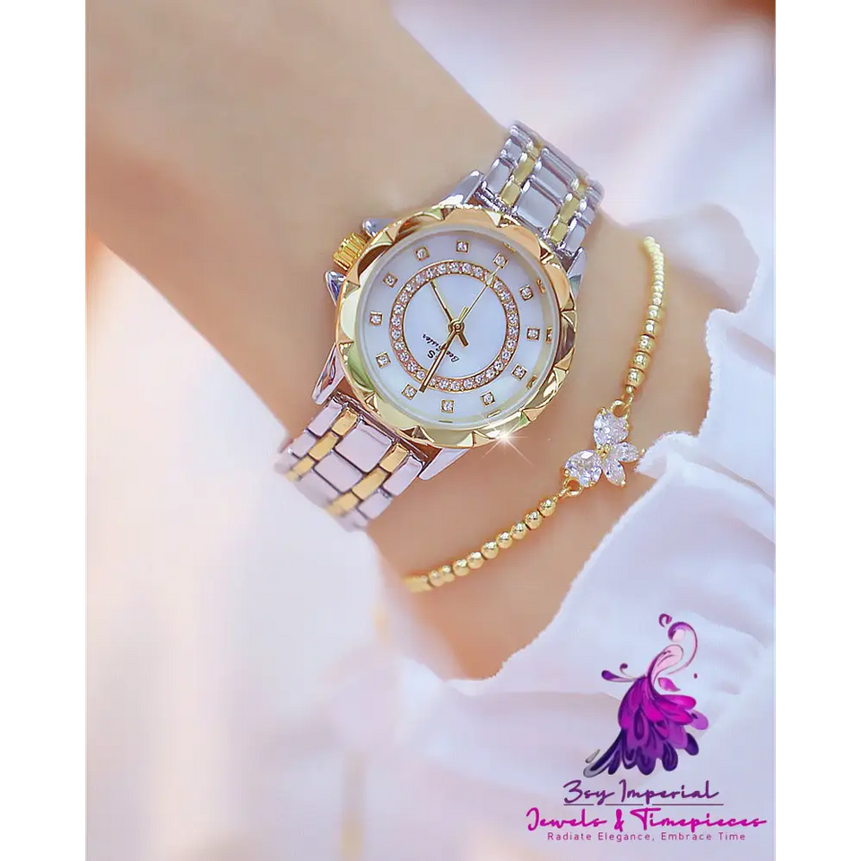 Linked Full Diamond Female Watch