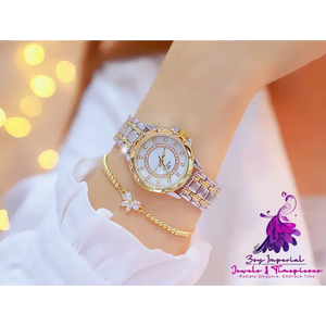 Linked Full Diamond Female Watch