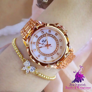 Linked Full Diamond Female Watch