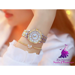 Linked Full Diamond Female Watch