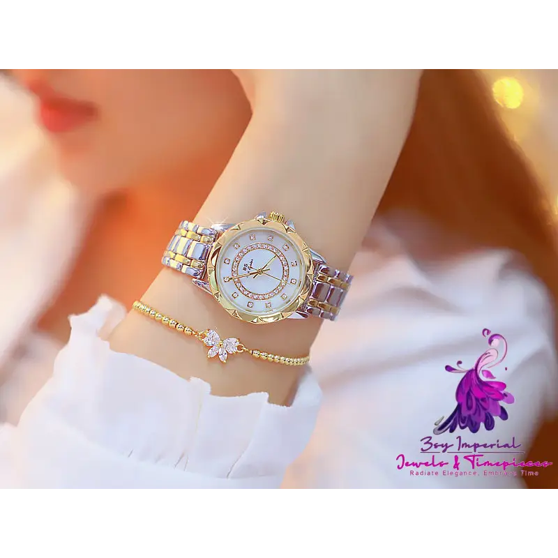 Linked Full Diamond Female Watch