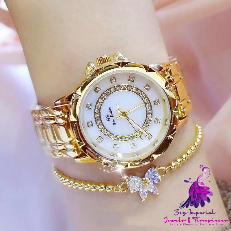 Linked Full Diamond Female Watch