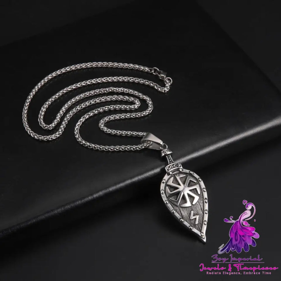 Viking Rune Leaf Pendant