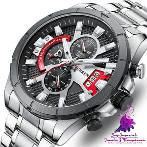 Calendar Steel Strap Quartz Watch