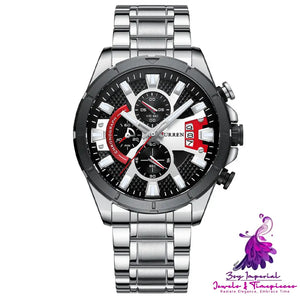 Calendar Steel Strap Quartz Watch