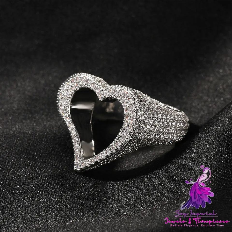 Stylish Hollow Heart Zircon Ring