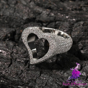 Stylish Hollow Heart Zircon Ring