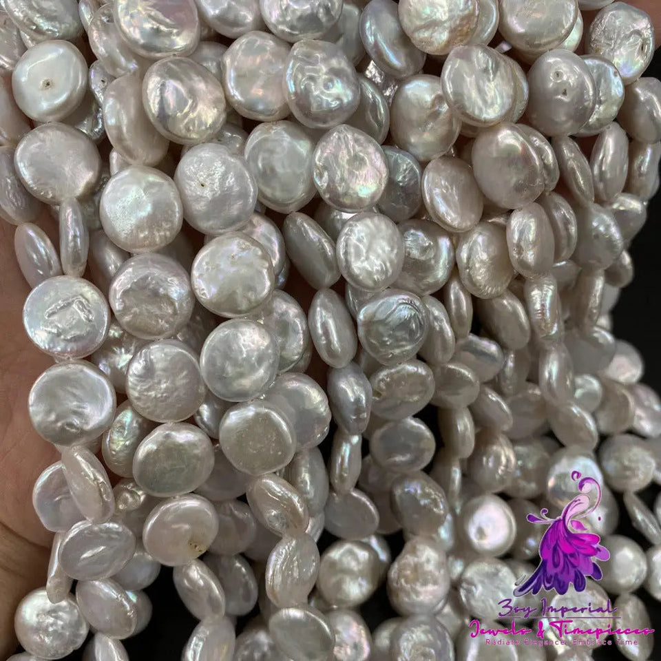 Natural Freshwater Pearl Beads Button Shape Punch For