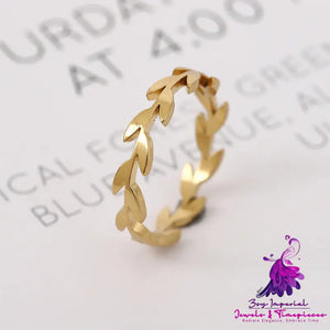 New Fashion Leaves Titanium Steel Ring Rattan Willow Branch