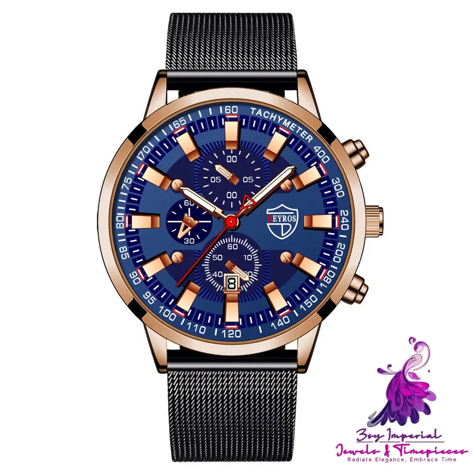 Fashion Luminous Calendar Men’s Watch with Stainless Steel