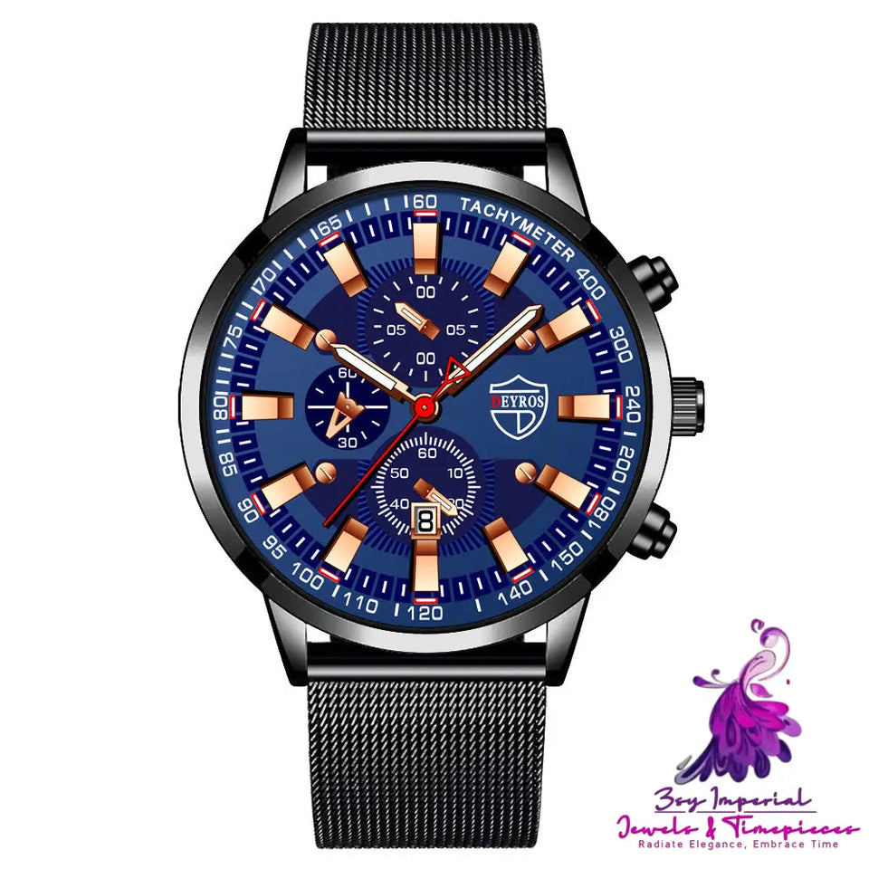 Fashion Luminous Calendar Men’s Watch with Stainless Steel