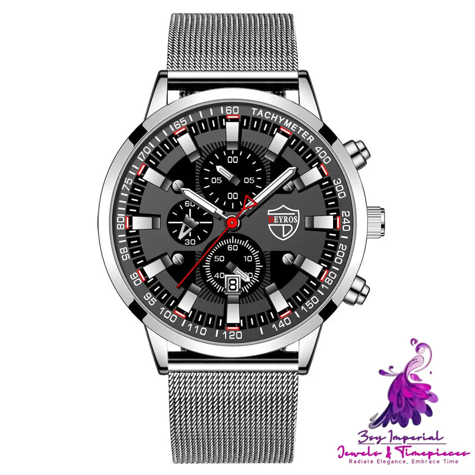 Fashion Luminous Calendar Men’s Watch with Stainless Steel