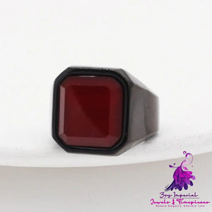 Men’s Fashion Simple Square Gem Tiger Eye Ring