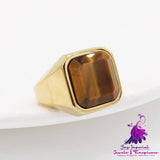 Men’s Fashion Simple Square Gem Tiger Eye Ring