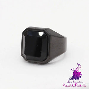 Men’s Fashion Simple Square Gem Tiger Eye Ring