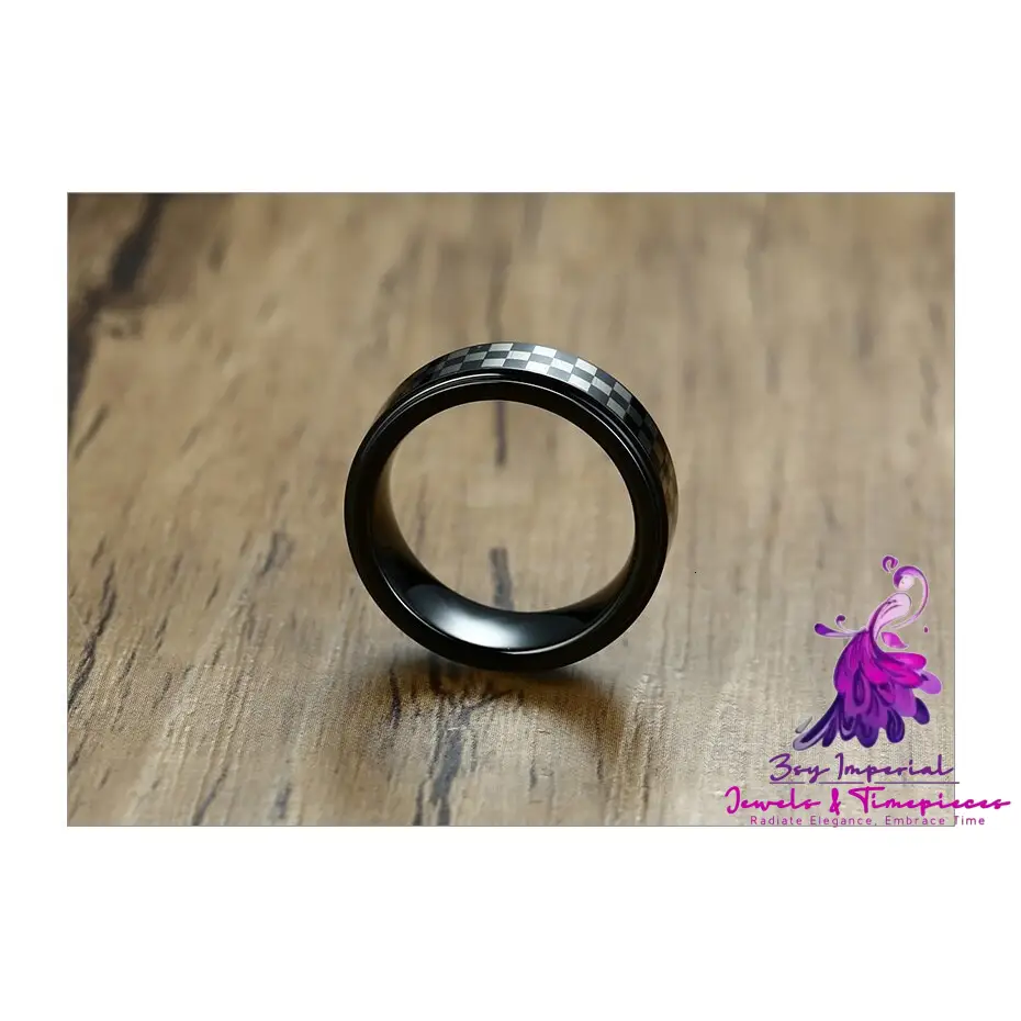 Black and White Check Rotating Ring