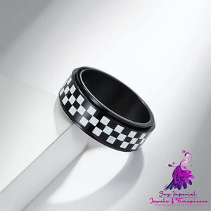 Black and White Check Rotating Ring