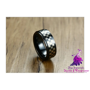 Black and White Check Rotating Ring