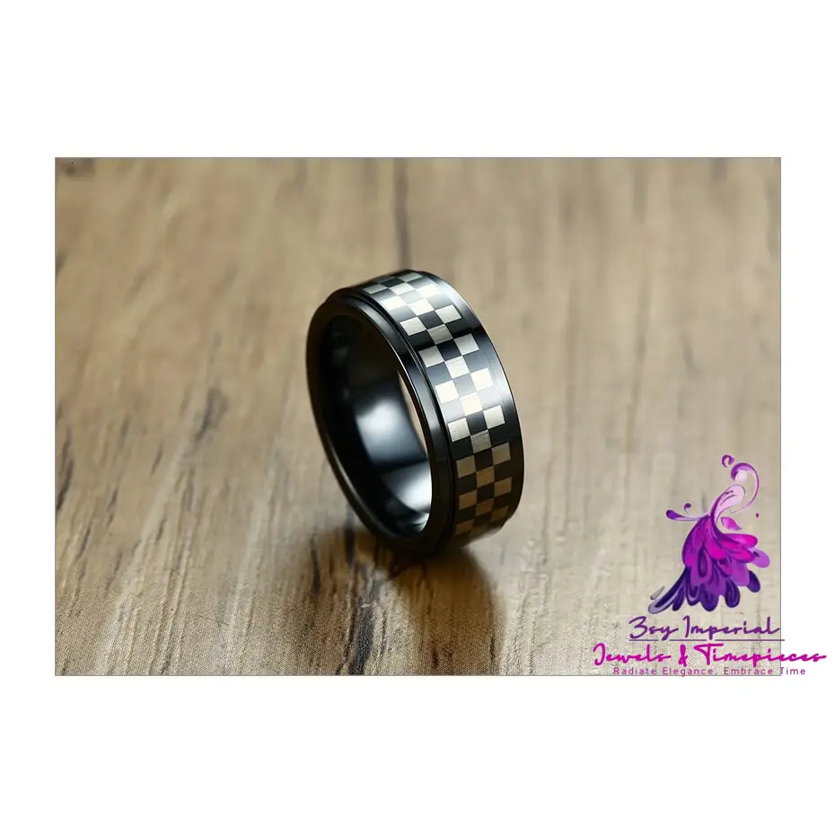 Black and White Check Rotating Ring