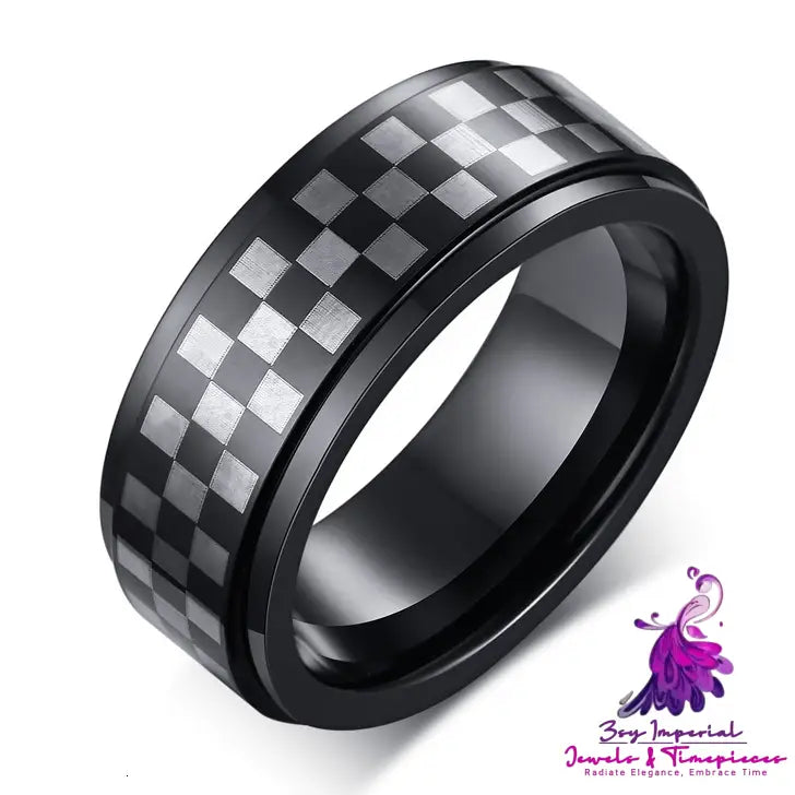 Black and White Check Rotating Ring