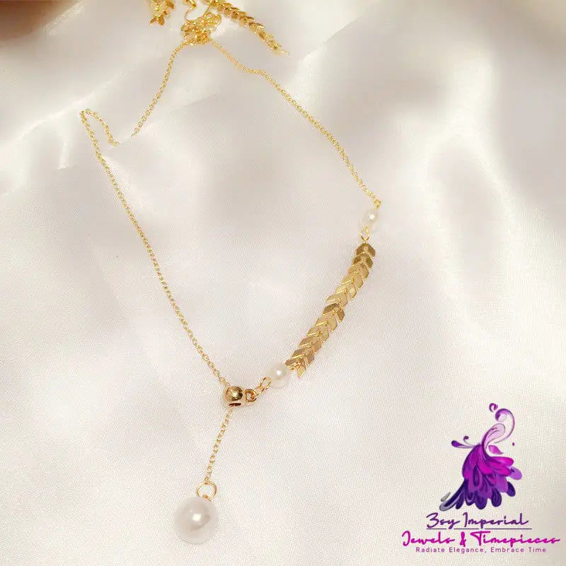 Adjustable Y Shaped Pearl Necklace