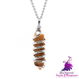 Hexagonal Pillar Spiral Pendant Necklace