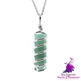 Hexagonal Pillar Spiral Pendant Necklace