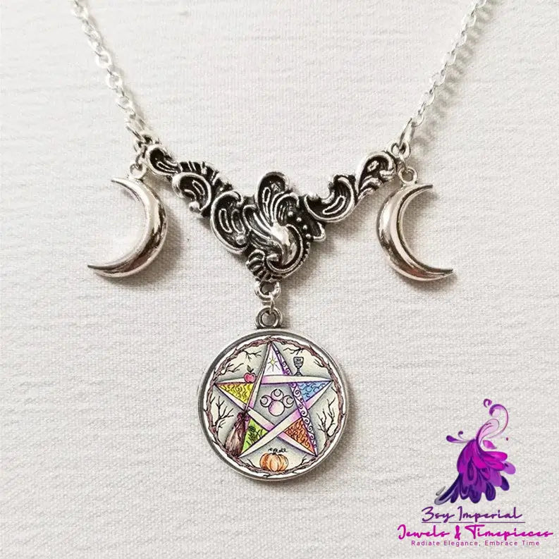 Fashion Triple Moon Silver Necklace