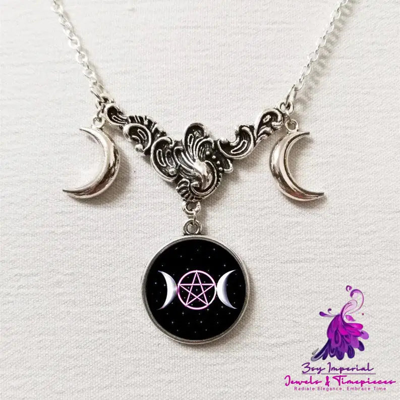 Fashion Triple Moon Silver Necklace