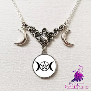 Fashion Triple Moon Silver Necklace