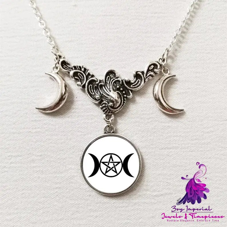 Fashion Triple Moon Silver Necklace