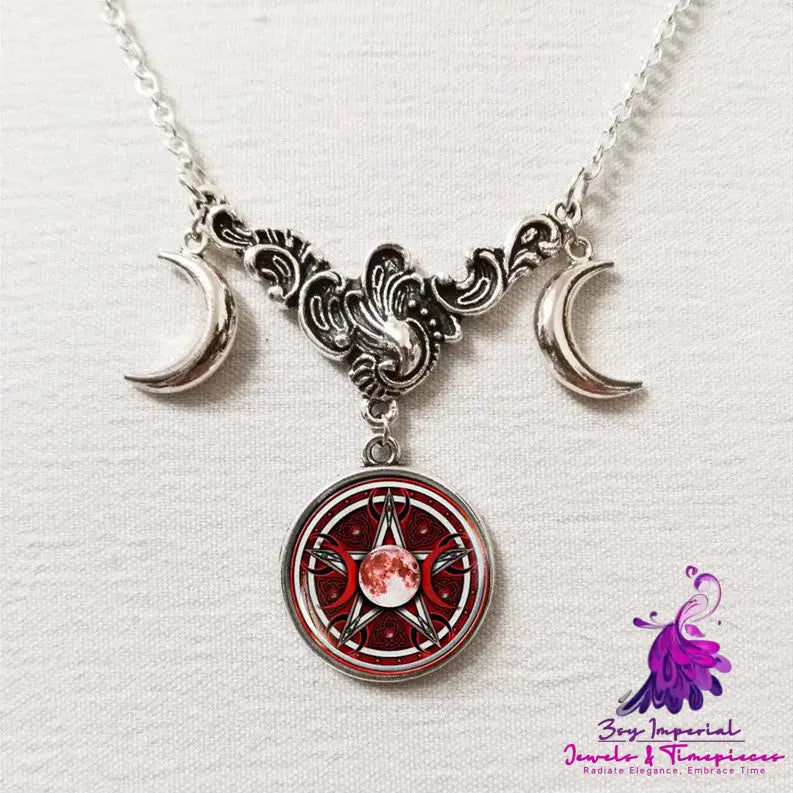 Fashion Triple Moon Silver Necklace