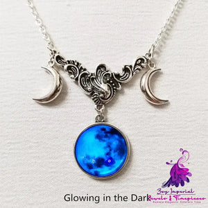 Fashion Triple Moon Silver Necklace