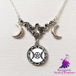 Fashion Triple Moon Silver Necklace