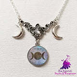 Fashion Triple Moon Silver Necklace